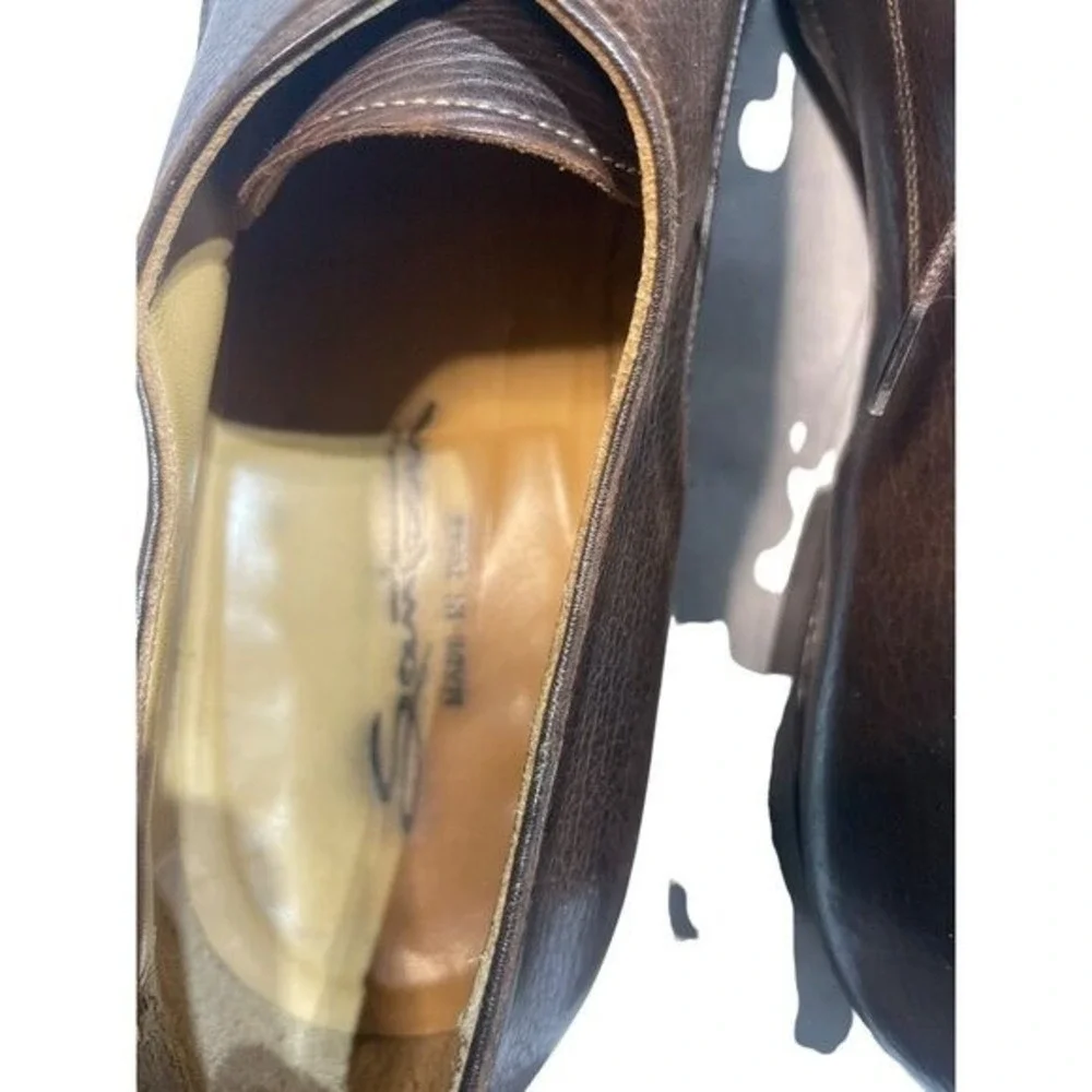 Santoni Mens Brown Leather Derby Shoes Lace Up Textured Made in Italy Size 11 D‎